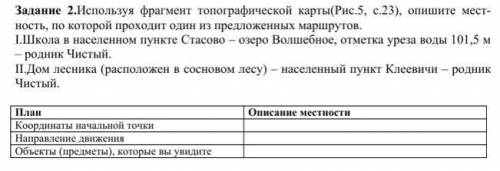 Задание 2.Используя фрагмент топографической карты(Рис.5, с.23), опишите мест- ность, по которой про