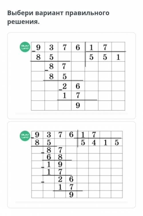 Выбери вариант правильного решения.​