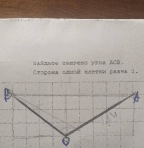 Найдите тангенс угла АОВ сторона одной клетки равна 1​