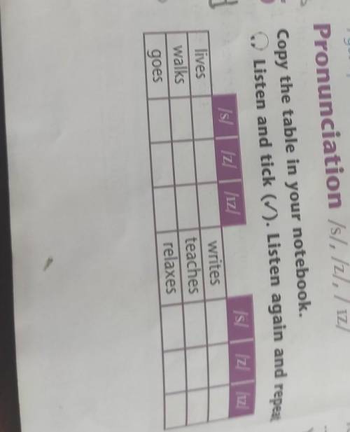 Copy the table in your notebook