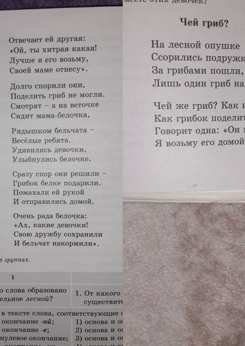 Затем прочитайте упр. 202 стихотворение Чей гриб? Найдите в тексте слова, соответствующие схемам:1.о