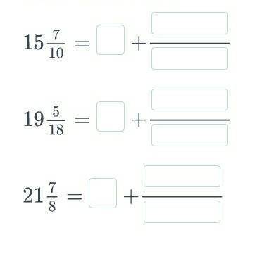 Запиши смешанные числа как сумму целых и дробных частей. НазадПроверить