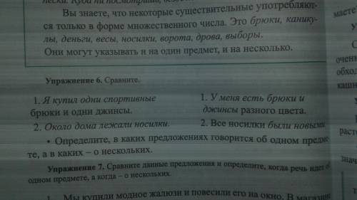 Упр 6.Сравните Определите, в каких предложениях говорится об одном предмете, а в каких - о нескольки