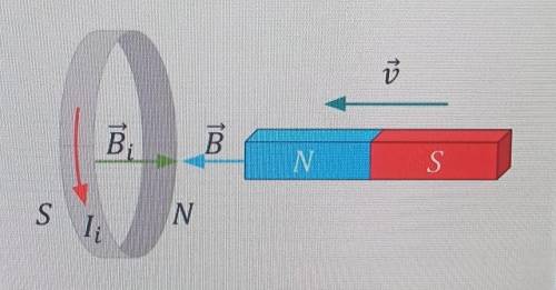 Визначте напрямокіндукційного струмув кільці. Своювідповідьобґрунтуйте.​