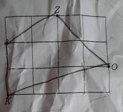 В квадратной сетке с квадратом размером 1 см на 1 см отмечены точки сетки K, I и Z. Определите точку
