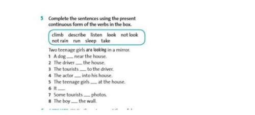 Complete the sentences using the present continuous form of the verbs in the box. ​