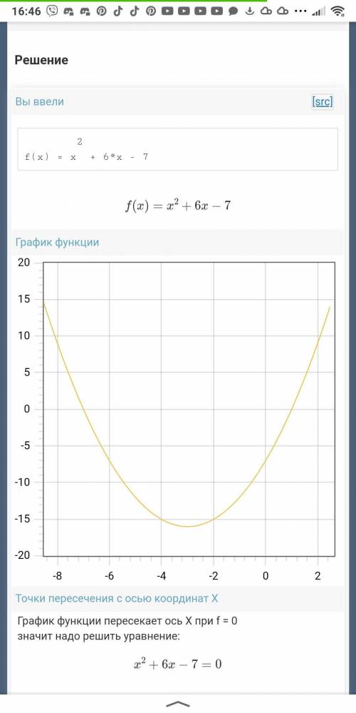 Постройте график функции y=x^2+6x+7 найдите нули функции. Найдите значение х при которых у=2. Найдит