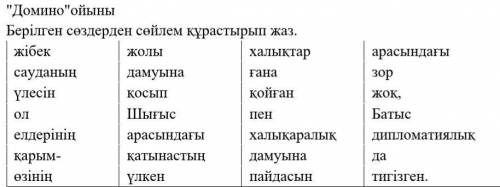 Нужно составить предложения из этих слов. В любом порядке, и по одному слову со столбика.