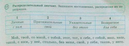 11.Распределительный диктант .Запишите местоимения,их по разрядам помагит​