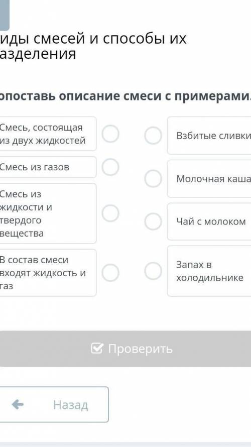 Сопоставь описание смеси с примерами​