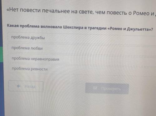 Какая проблема волновала Шекспира в трагедии Ромео и Джульетта? ​