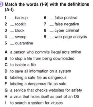 Match the words (1-9) with the words (a-i)