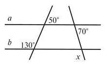 Знайдіть кут x. 130° 70° 110° 50°