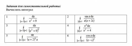 Решить 3 любых интеграла на тему Интегрирование функций комплексного аргумента