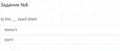 4) She ___ teach Mathdoesn'tdon't​