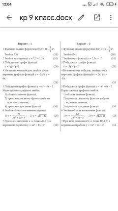 Функцію задано формулою f(x)=4x-1/3x² в контрольной 1 вопрос немогу найти сайт с ответами автор кр к