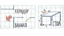 Справа изображён фрагмент плана квартиры (сторона клетки 0,5 м). Как пронести из коридора в комнату