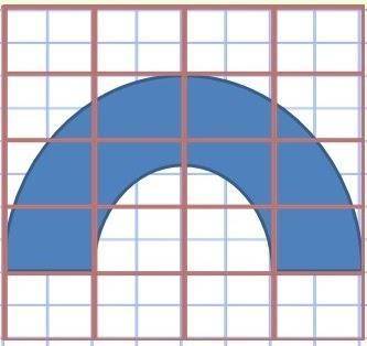 Найдите площадь фигуры, если площадь одной (фиолетовой, крупной) клетки 1м2