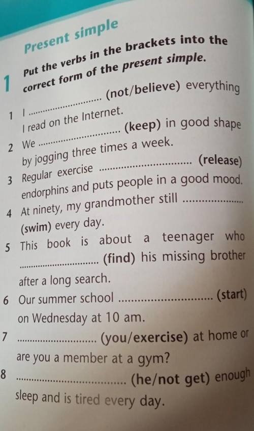 Present simple Put the verbs in the brackets into thecorrect form of the present simple.1alk.(not/be