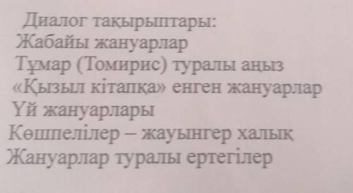 нужно составить диалог 5 вопрос.5 ответ..по Каз яз из предложенных тем выбрать одну и написать на не