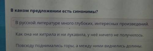 В каком предложении есть синонимы? В русской литературе много глубоких, интересных произведений.Как