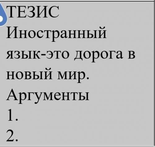 Тезис Иностранный язык-это дорога в новый мир. Аргументы: 1. 2.