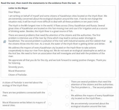 Read the text, then match the statements to the evidence from the text. Helpos