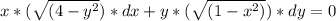 x*(\sqrt{(4-y^2})*dx+y*(\sqrt{(1-x^2)} )*dy=0