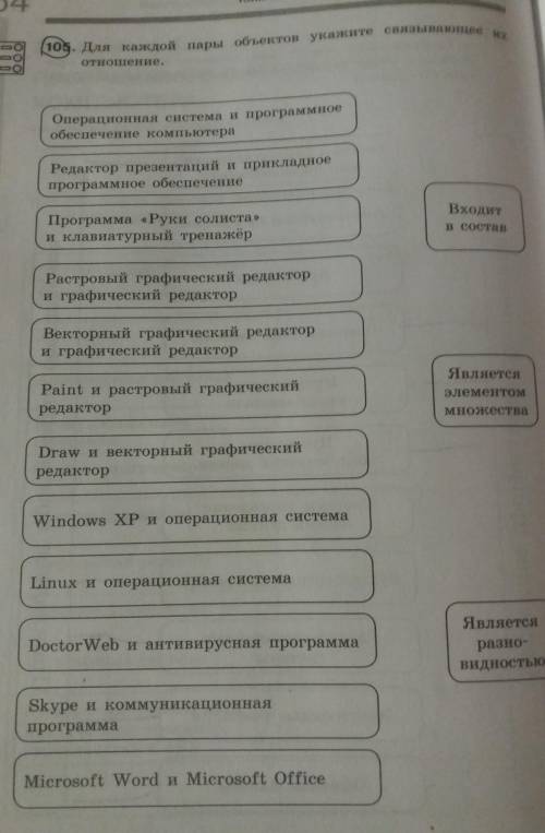 (105. Для каждой пары объектов укажите связывающее ихотношение.​