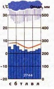 Для какого типа климата характерна данная климатическая диаграмма? Умеренный морской Тропический кон
