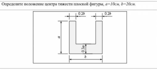 Определите положение центра тяжести плоской фигуры, а=10см, b=20см. Порядок решения задачи: 1. Переч