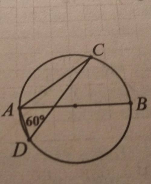 в окружности проведены диаметр АВ и пересекающая этот диаметр хорда СД. Найдите градусную меру угла