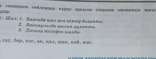 плс до завтра Берілген сөздерден сөйлемдер құрау арқылы олардың омонимдік мағынасын анықтаңдар ​