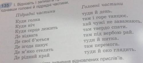 Відновіть і запишіть прислів'я,що мають форму складнопідрядного речень, з'єднавши головні підрядні ч