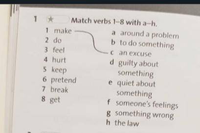 1. Match verbs 1-8 with h.