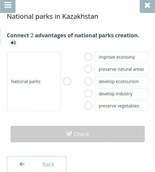 Connect 2 advantages of national parks creation. ​