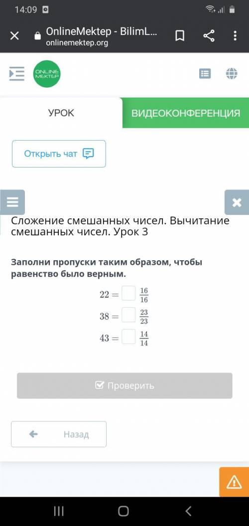 Заполни пропуски таким образом, чтобы равенство было верным. 22 =__16/16 38 = __23/23 43 =__14/14 с