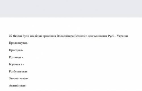 Яким були наслідки правління Володимира великого для зміщення Русі-України​