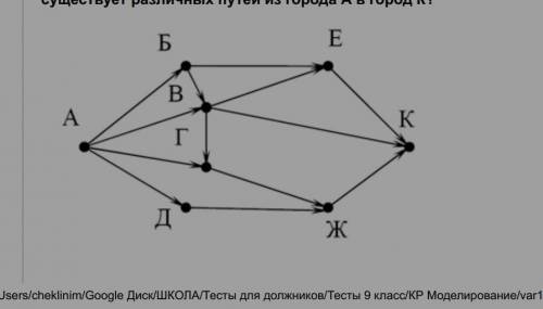 На рисунке – схема дорог, связывающих города А, Б, В, Г, Д, Е, Ж и К. По каждой дороге можно двигать