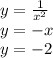 y = \frac{1}{x ^{2} } \\ y = - x \\ y = - 2