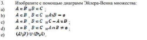 Изобразите с диаграмм Эйлера-Венна множества: