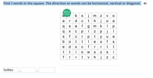 Find 3 words in the square. The direction or words can be horizontal, vertical or diagonal.