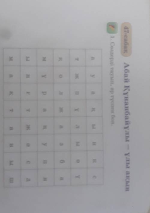 47-сабакАбай Құнанбайұлы - ұлы ақын1. Сөздерді тауып, ер түспен боя ​