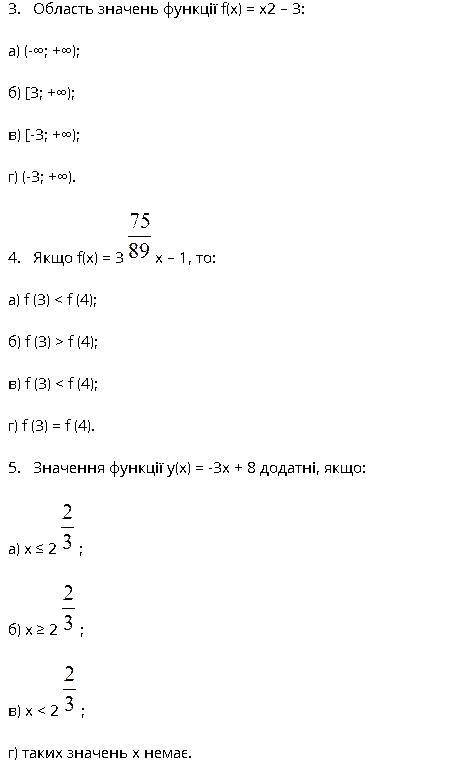 Тестові завдання за темой Найпростіші перетворення графіків функцій