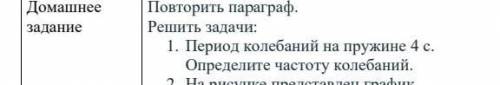 Период колебаний на пружине 4 с. Определите частоту колебаний​