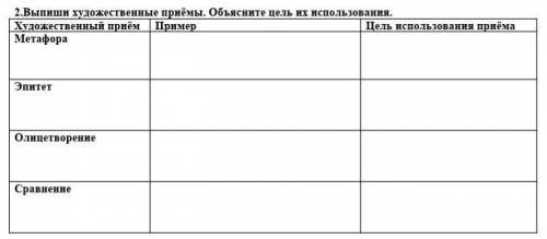 Выпиши художественные приёмы. Объясните цель их использования. Зимнее утро ​