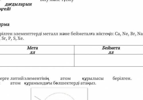 Берілген элементетді метал және бейметалга жіктеңіз:Ca,Ne,Br,Na,N,Ar,Sr,P,S,Xe​