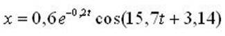 Запишите правильный ответ с точностью до сотых. Уравнение затухающих колебаний имеет вид (см. Рис.).