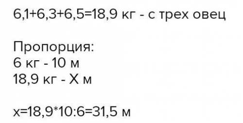 у хозяина 3 овцы. В таблице приведены данные о количестве полученной шерсти от каждой из них. ответь