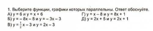 Выберите функции, графики которых параллельны. ответ обоснуйте.